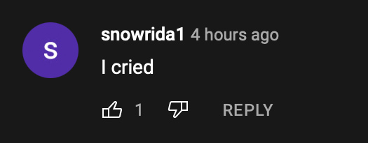 YouTube comment: I cried
