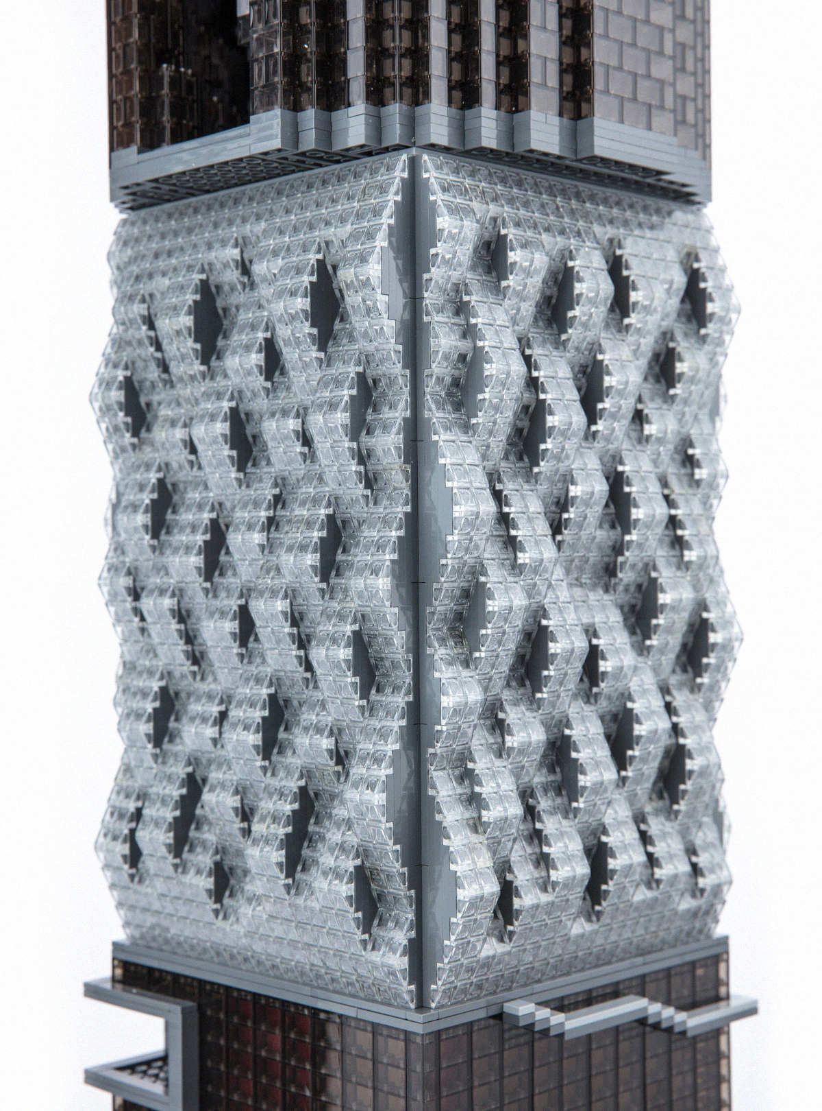 LEGO model detail: the diamond-lattice facade section